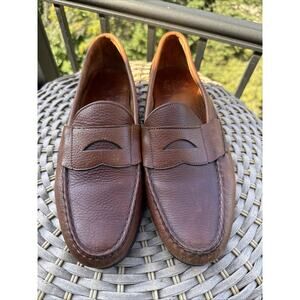 Allen Edmonds Norwell Half Strap Penny Loafers Brown Leather 10.5 D See pictures